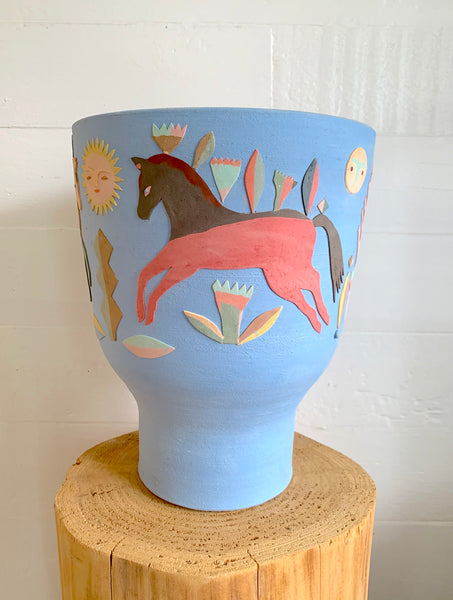 (Heidi Anderson) Blue Vessel with Horses