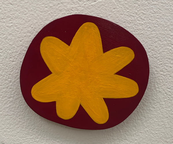 Martha Rich - red button with yellow flower