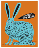 (Martha Rich) I Should exercise Rabbit print (framed)