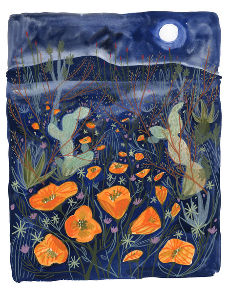 (Melissa Lakey) Moonlight Poppies print 16x20