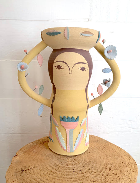 (Heidi Anderson) Yellow Flower Lady Vase