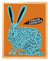 (Martha Rich) I Should exercise Rabbit print (framed)