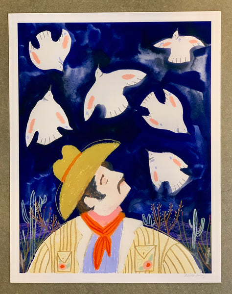 (Melissa Lakey) Cowboy with Birds print